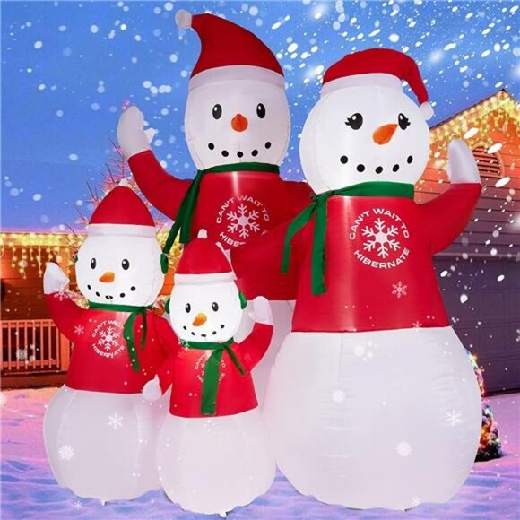 6 FT Snowman Inflatable Christmas Yard Decorations, with Built-in LED - Picture 1 of 7
